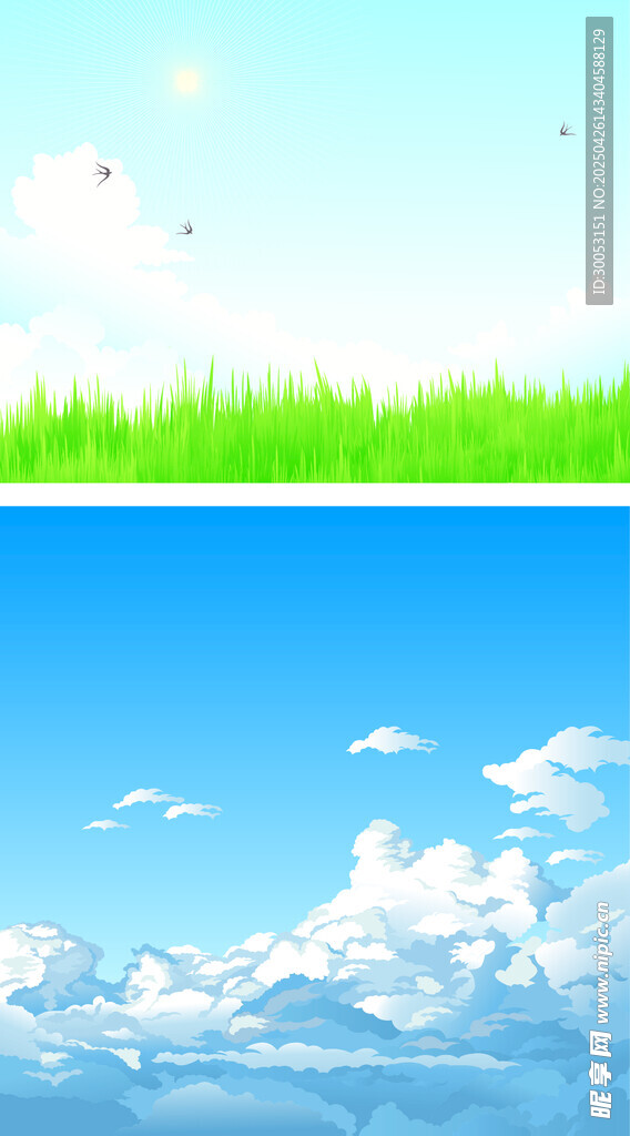 清新蓝天绿草风景图