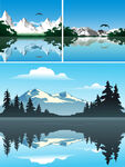 美丽山水风景插画