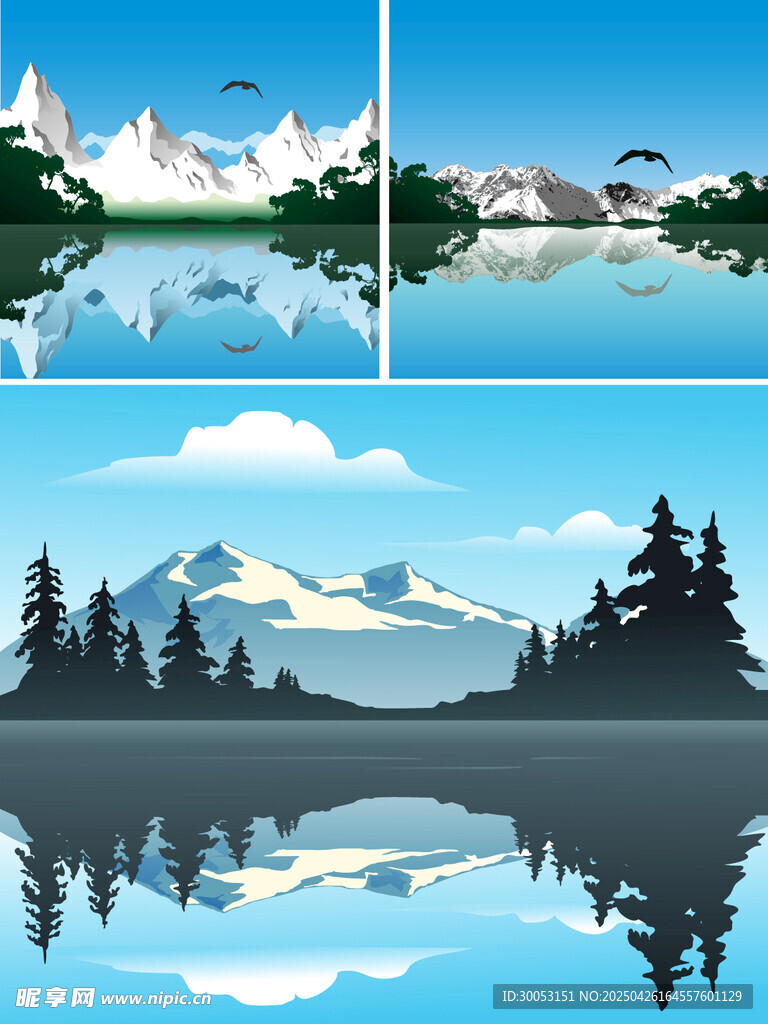 美丽山水风景插画