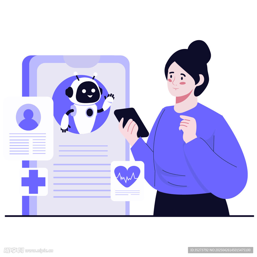 女士与智能机器人互动插图