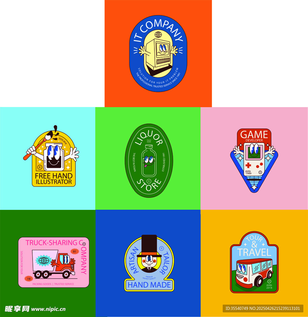 趣味卡通形象贴纸LOGO标志