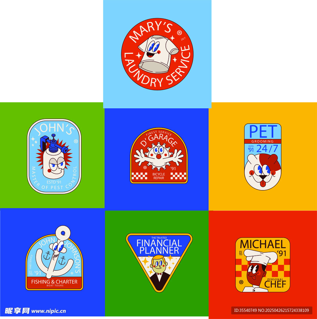 趣味卡通形象贴纸LOGO标志