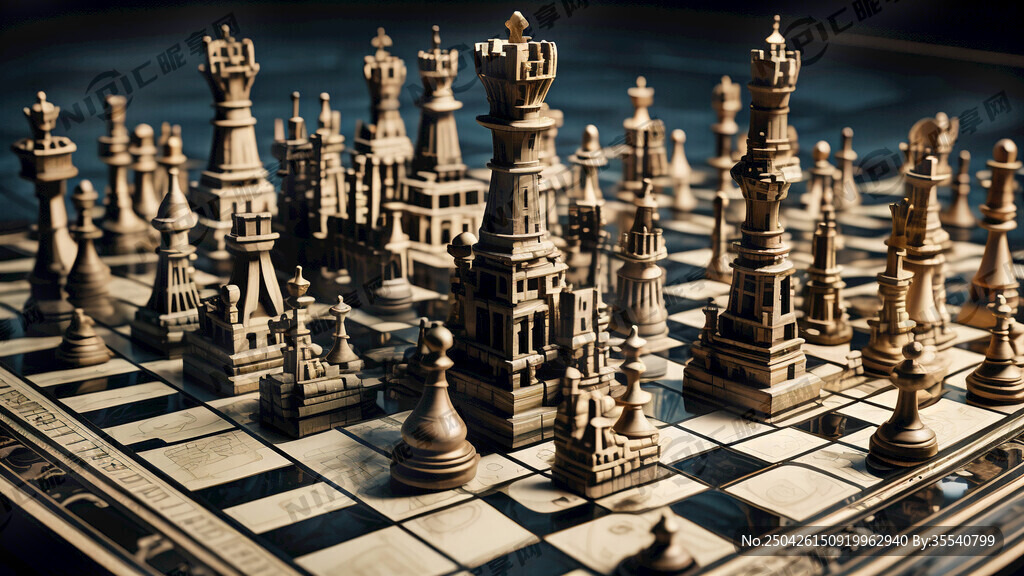 棋盘上长出了很多的建筑