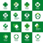 绿色三叶草医疗图标集合