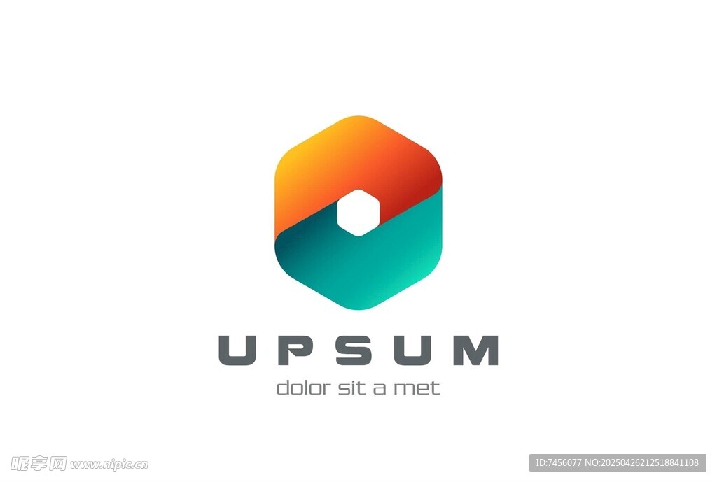 多彩六边形UPSUM标志