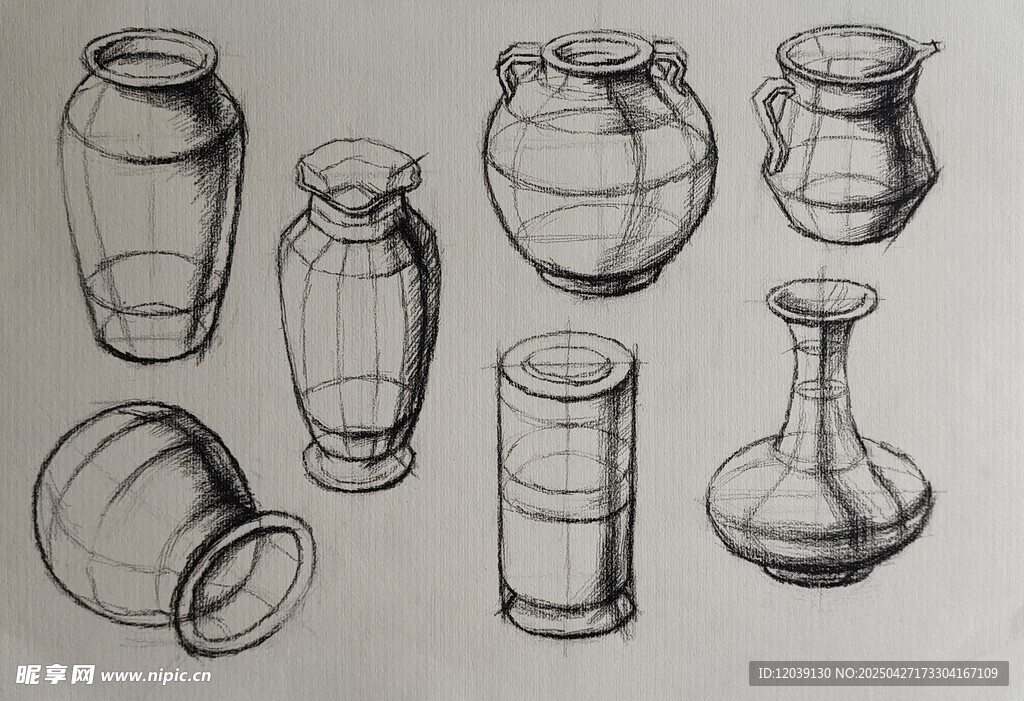 素描罐子静物结构