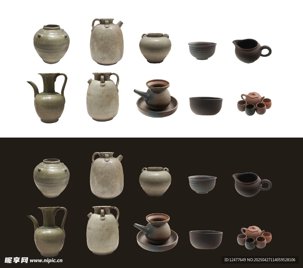 古风陶瓷器皿展示