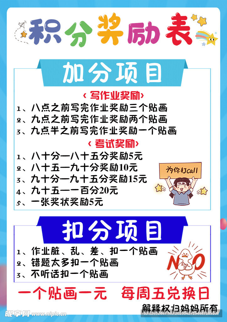 积分奖励表