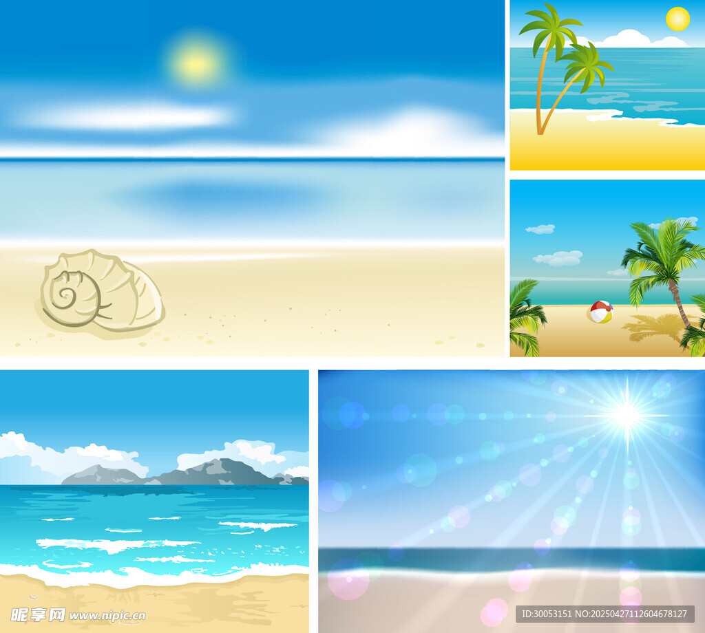 夏日海滩风景拼图