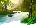 山间溪流森林美景