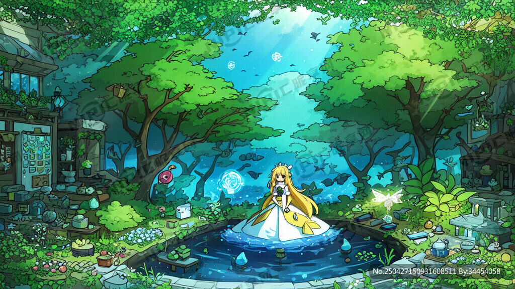 梦幻 烫金 花 仙子 丛林