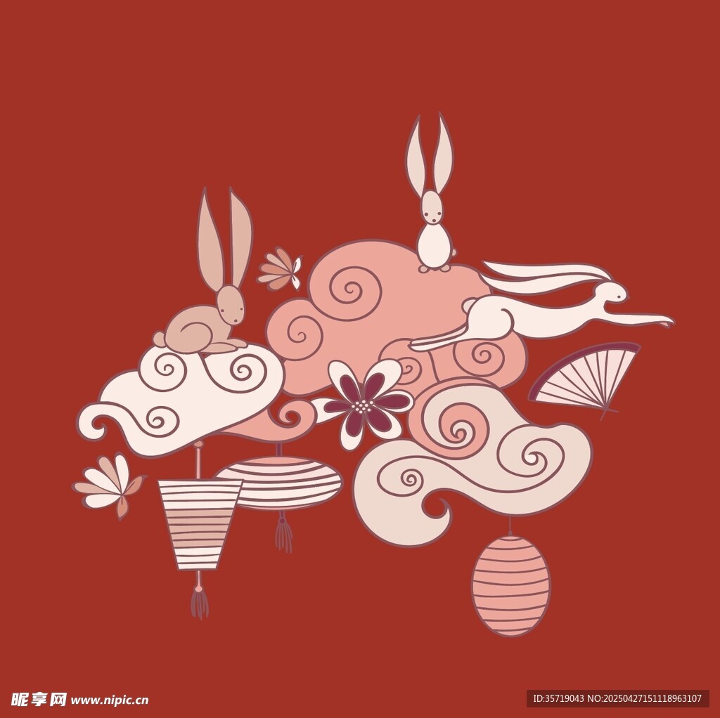 中式兔元素吉祥图案设计