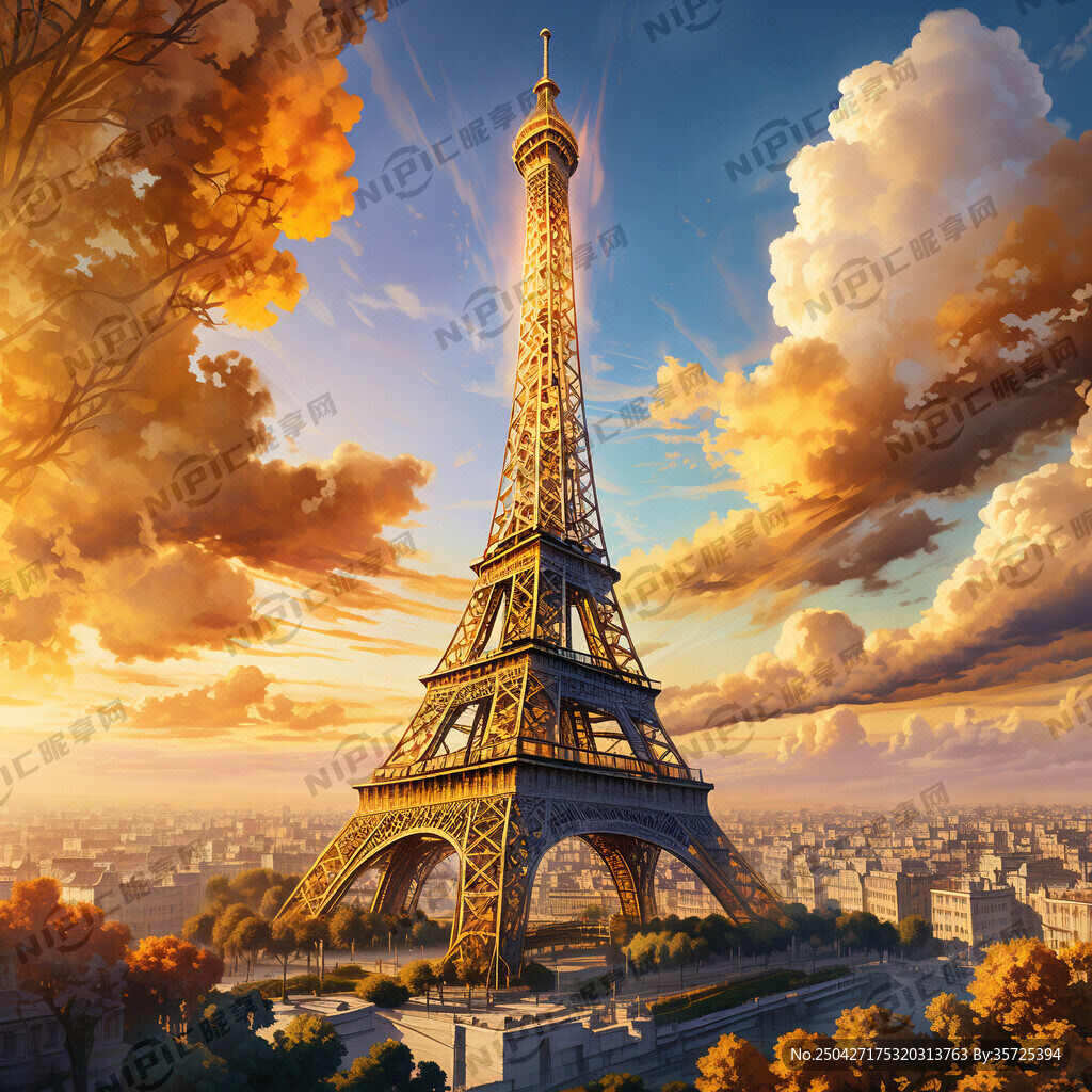 比较真实的金黄色的渐变铁塔  