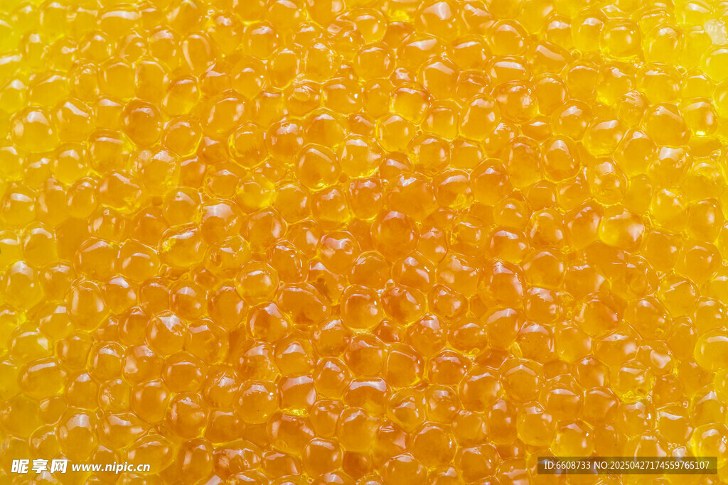 金黄晶莹鱼子酱质感画面