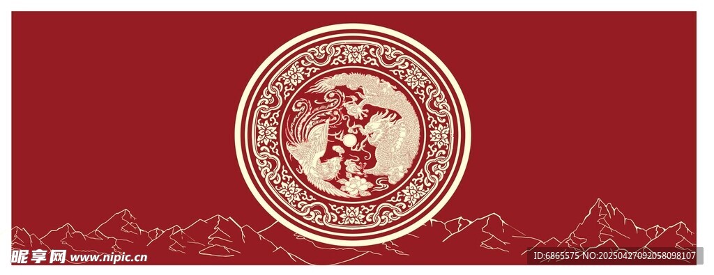 中国风红色圆形图案装饰