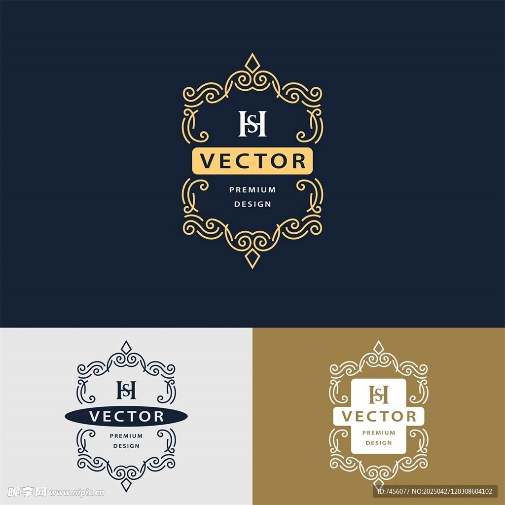 优雅字母H矢量标志设计