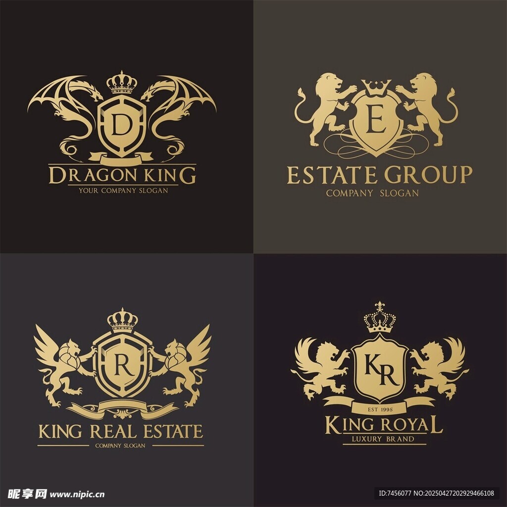 奢华金色皇家风格标志设计