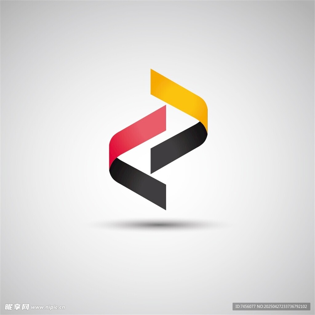 多彩螺旋字母P标志设计