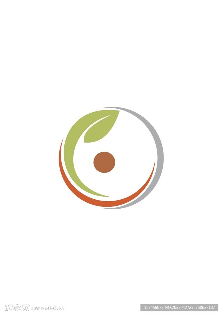 绿叶环绕的简约圆形标志