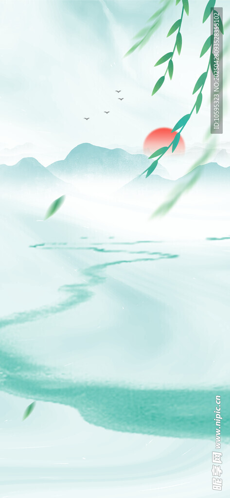 水墨春日背景