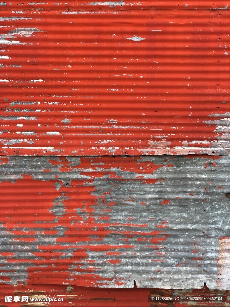 剥落红漆墙面纹理特写