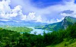 青山绿水间的美丽湖景