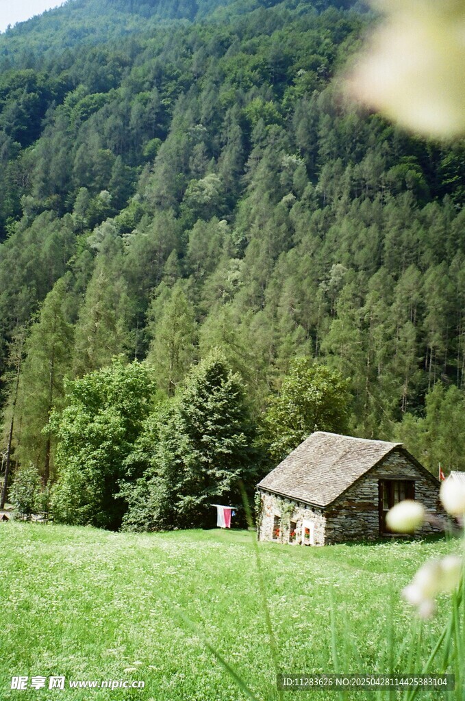 山间草屋 静谧田园风光