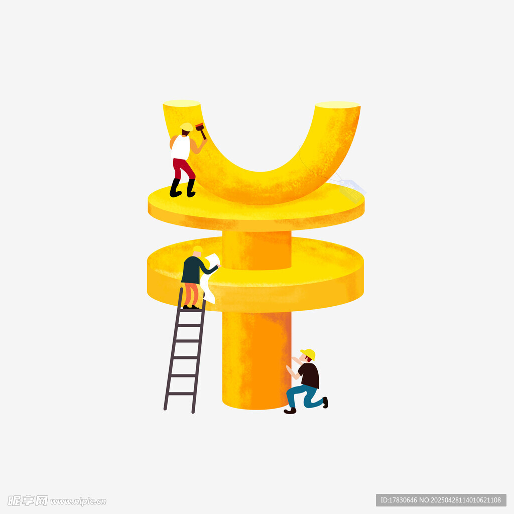 三人协作攀登货币符号