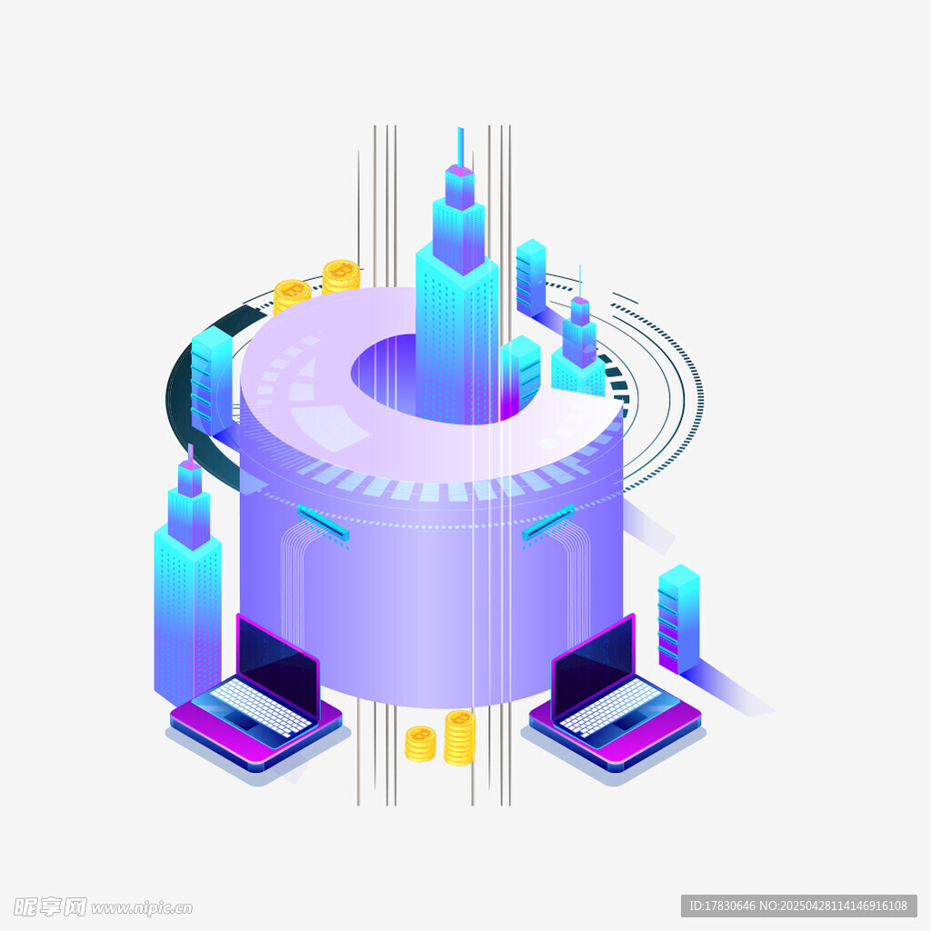 科技感立体城市建筑景观