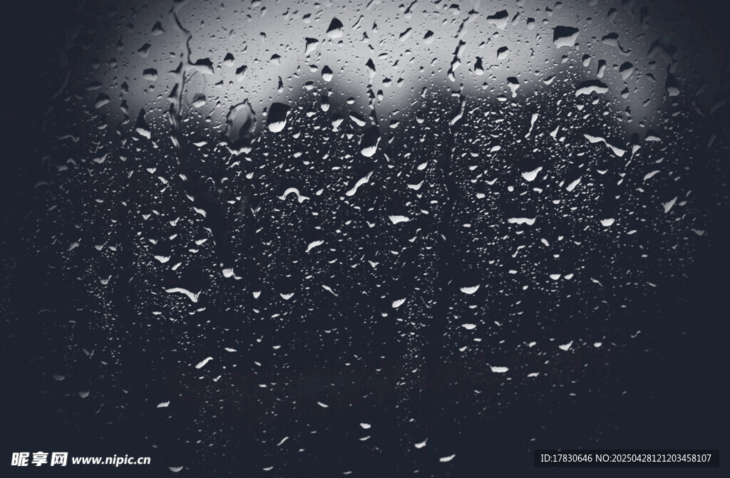 玻璃上的晶莹雨滴