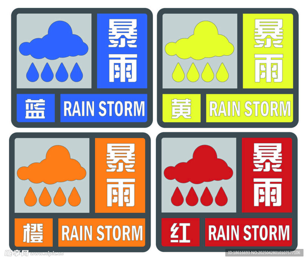 暴雨预警标志展示