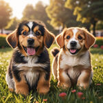 给2只漂亮的比格犬，一只成犬一只幼犬