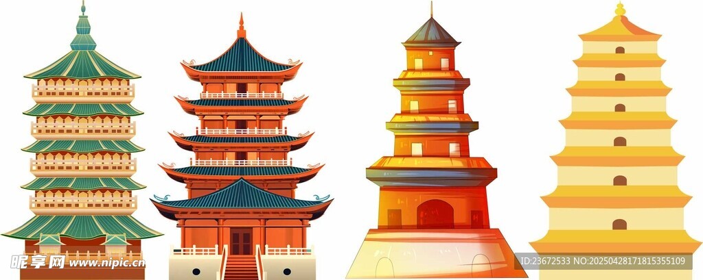 中式塔楼建筑展示