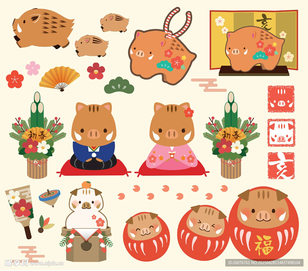日式卡通野猪