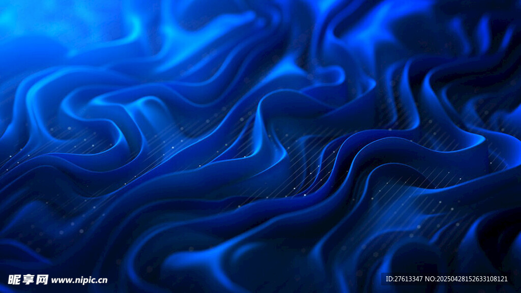 蓝色绸缎纹理特写