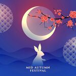中秋月夜玉兔赏景