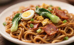 美味叉烧鸡蛋炒面