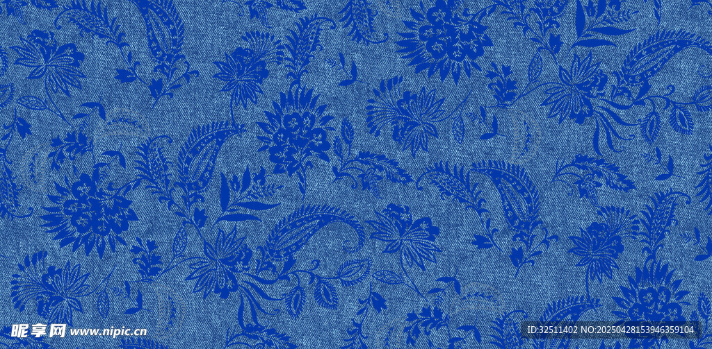 蓝色花卉图案纹理背景