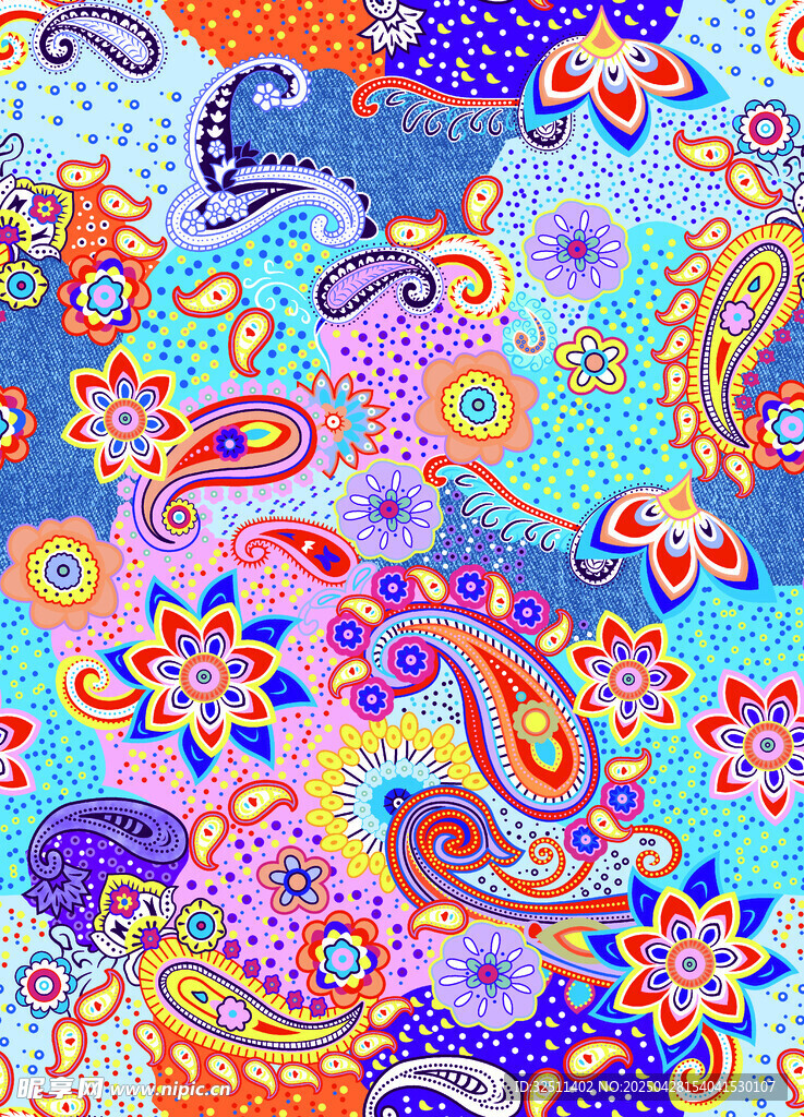 多彩佩斯利花纹图案