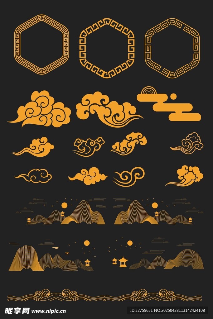 回纹矢量山