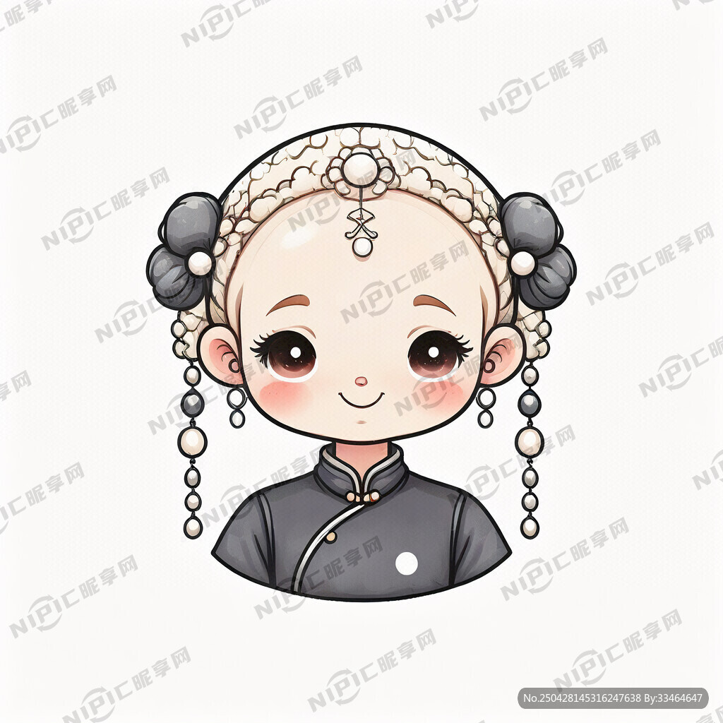 双丸子头 珍珠发簪 圆润包子脸