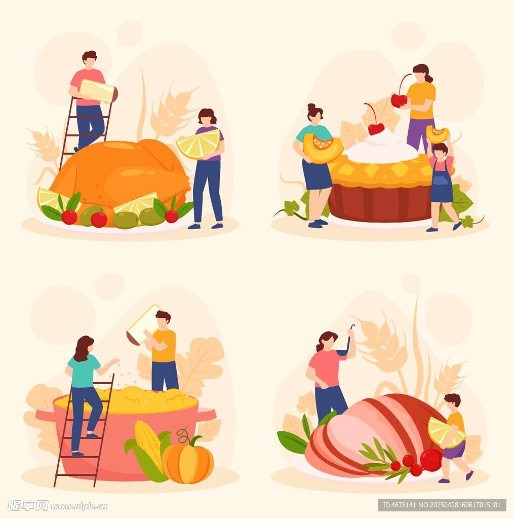 欢乐烹饪场景插画