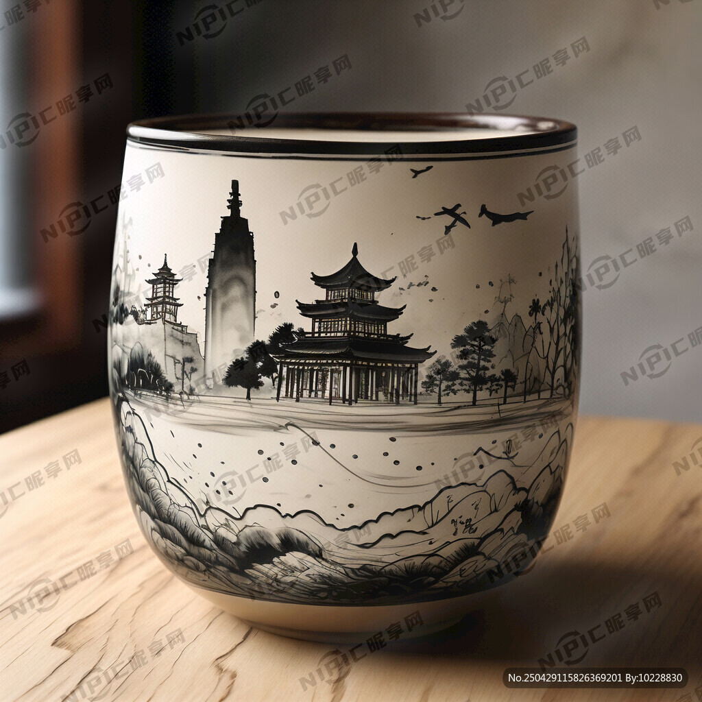水杯  杯身图案 东门 
