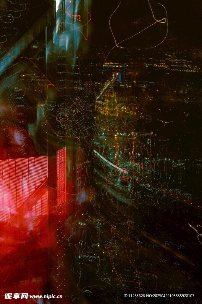 城市夜景光影绚烂画面