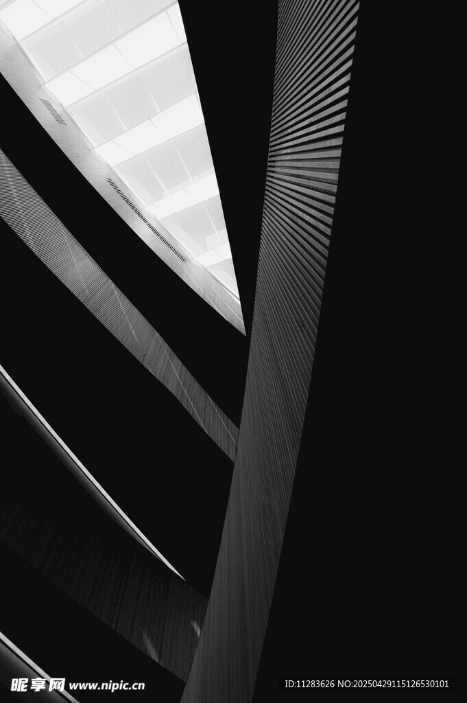 黑白线条建筑结构特写