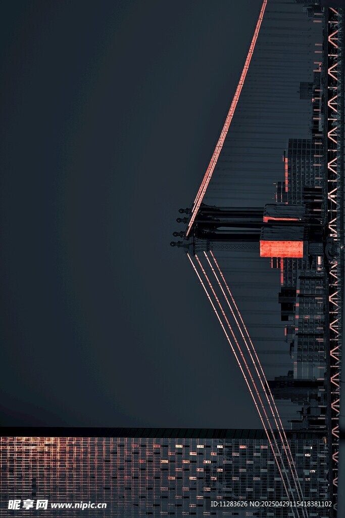 夜幕下的桥梁建筑轮廓