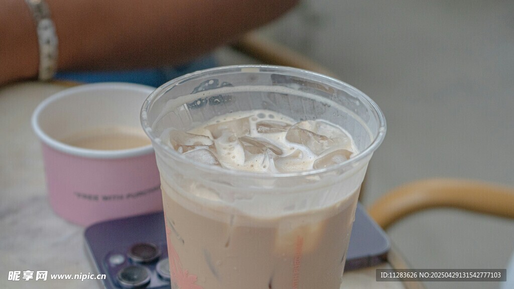 冰奶茶特写