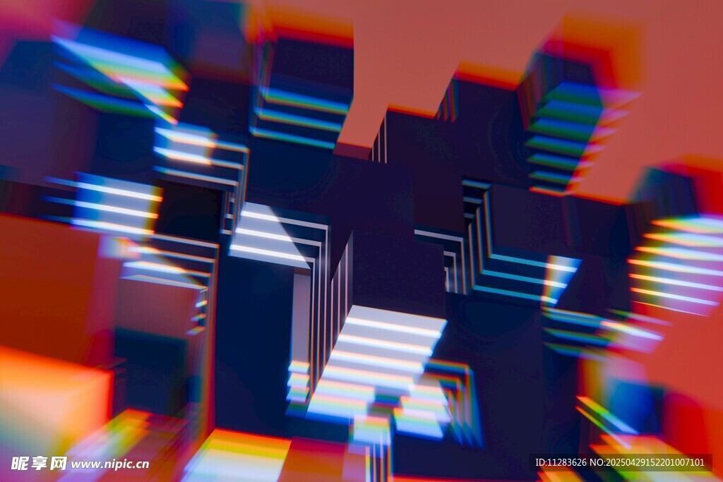 抽象多彩立体建筑画面