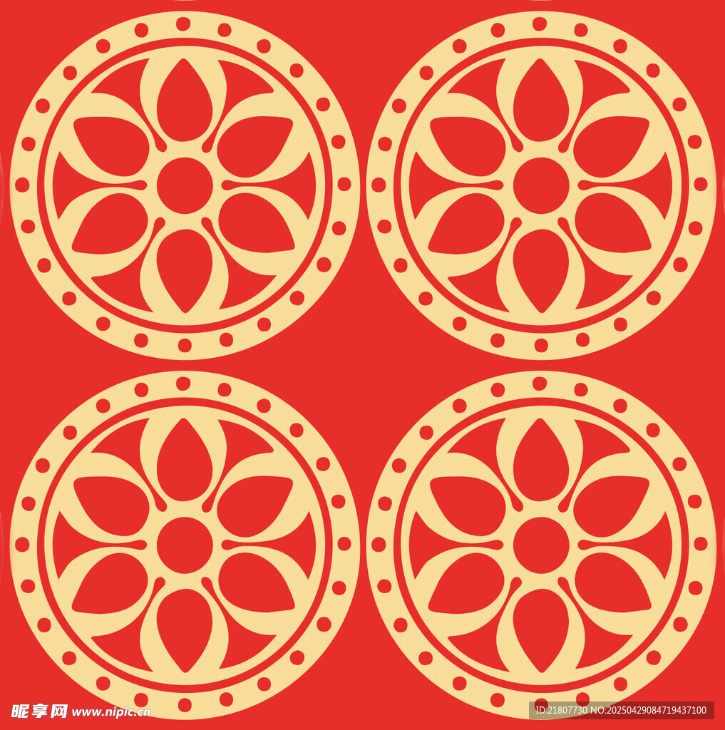 红黄色蒙古花纹