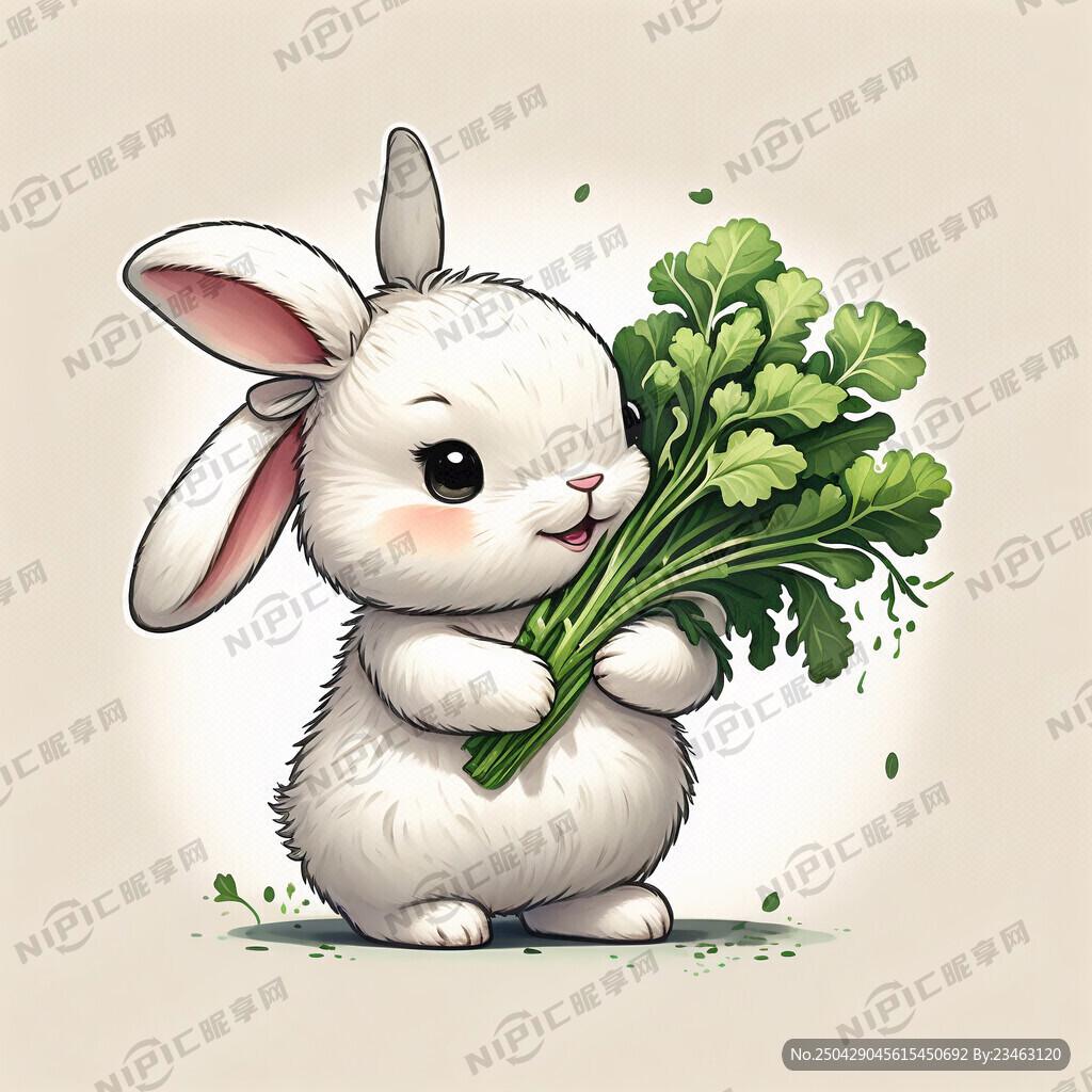 可爱简易卡通兔子抱萝卜